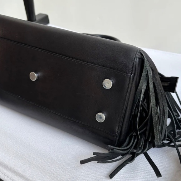 Authentic Saint Laurent Black Fringe Rive Gauche Cabas - Picture 4 of 14